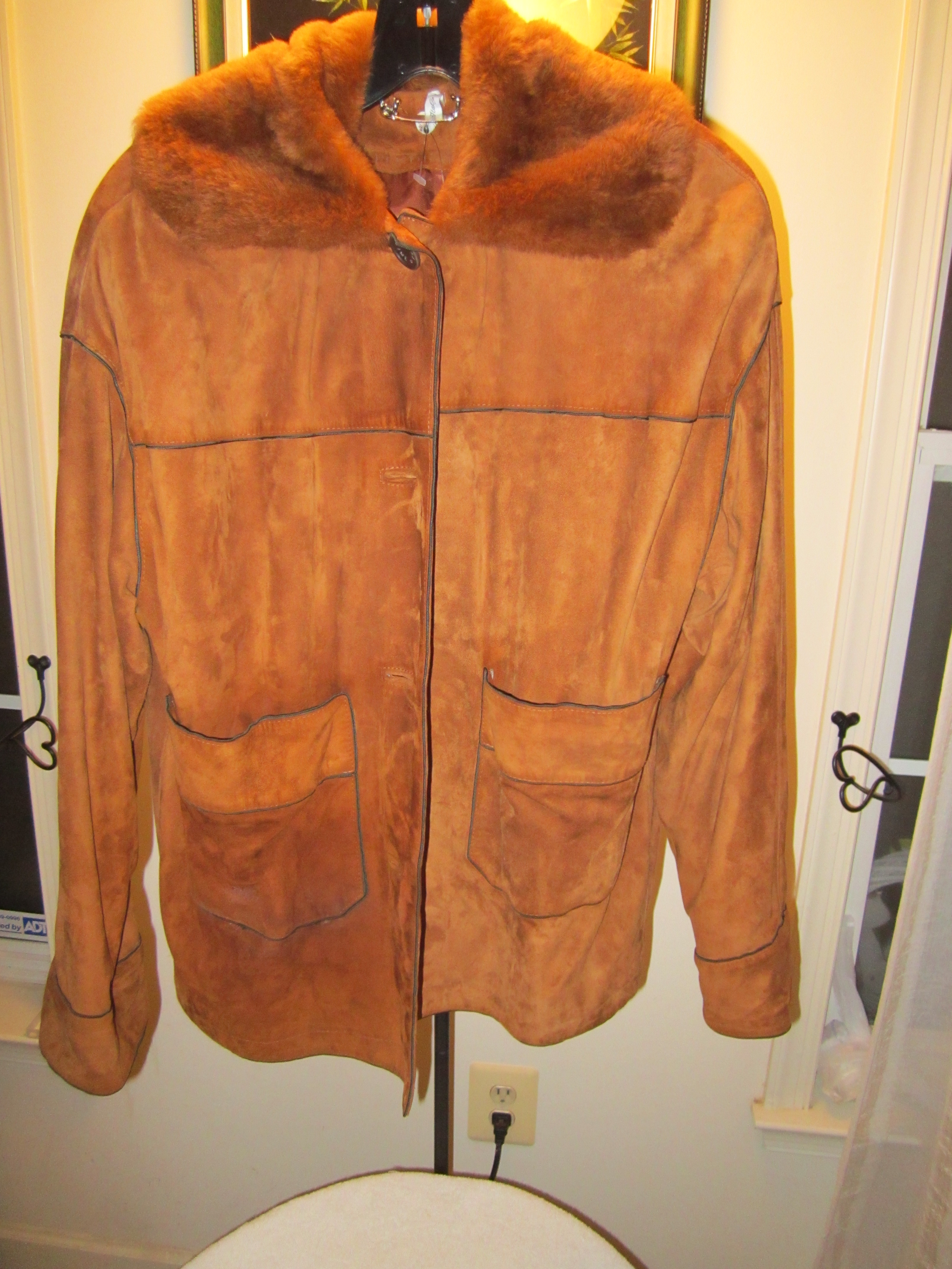 Brown Fendissime Men Jacket with Fur Collar